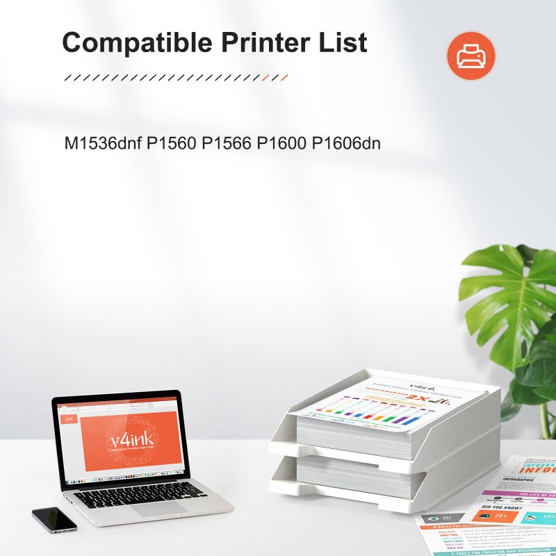 v4ink 4PK Compatible CE278A Toner Cartridge Replacement for HP 78A CE278A Toner Cartridge Black Ink for HP Pro M1536dnf MFP P1606dn P1600 P1566 P1560 Printer - Image 2